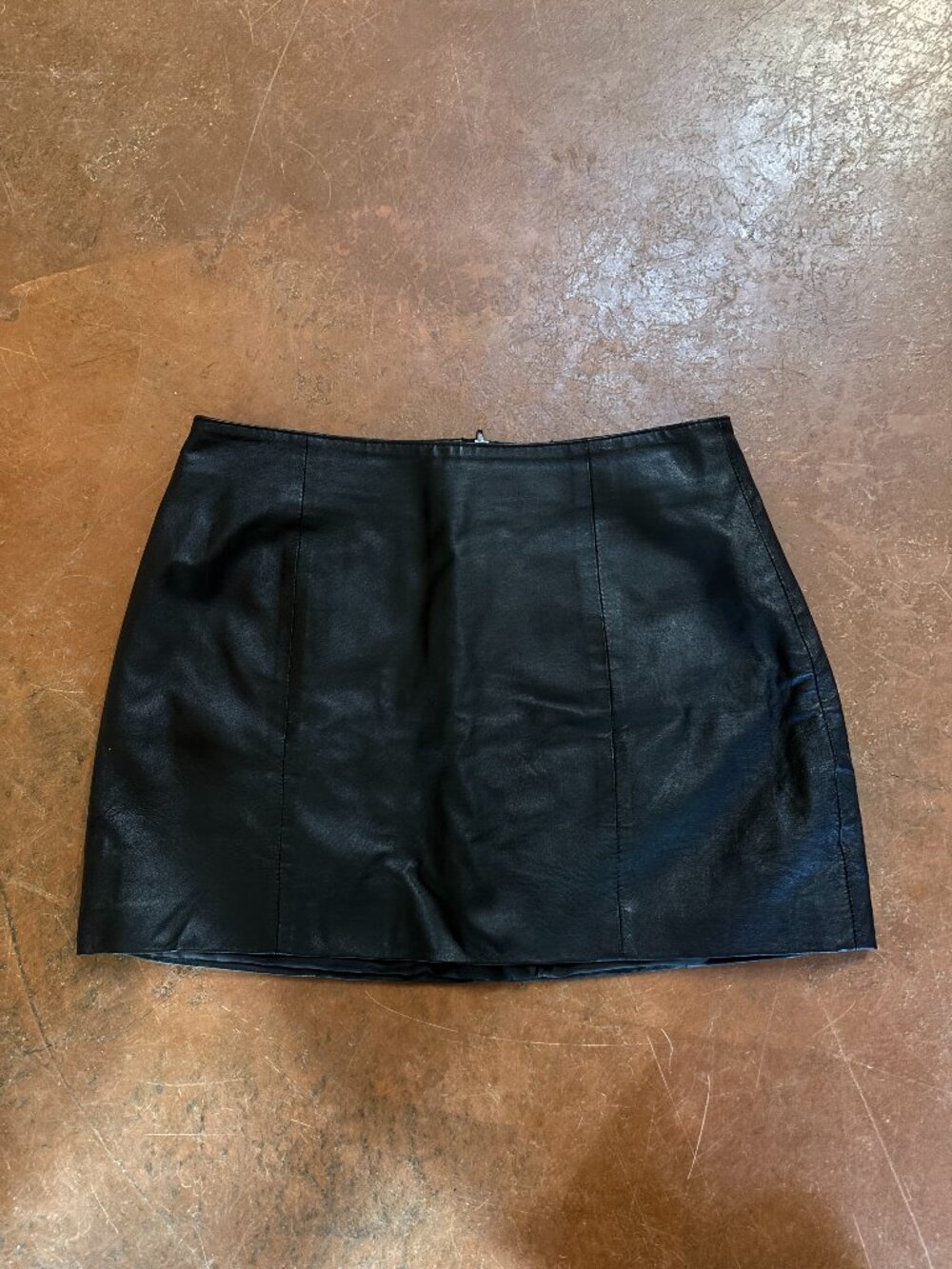 Vintage 90s Genuine Leather Mini Skirt Black Paneled Y2K David Hollis 10
